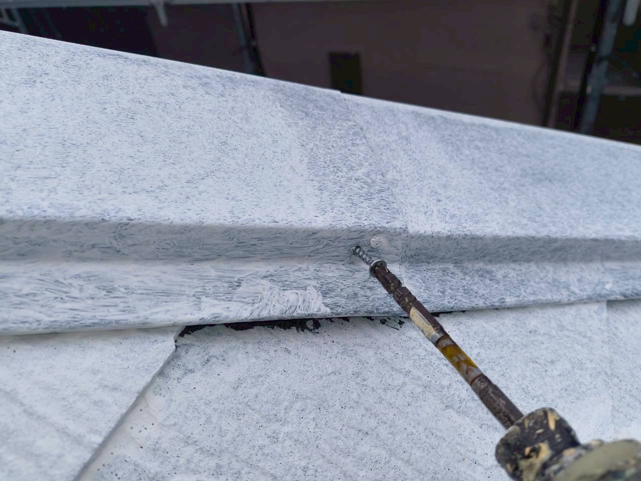 棟板金をビスで再固定